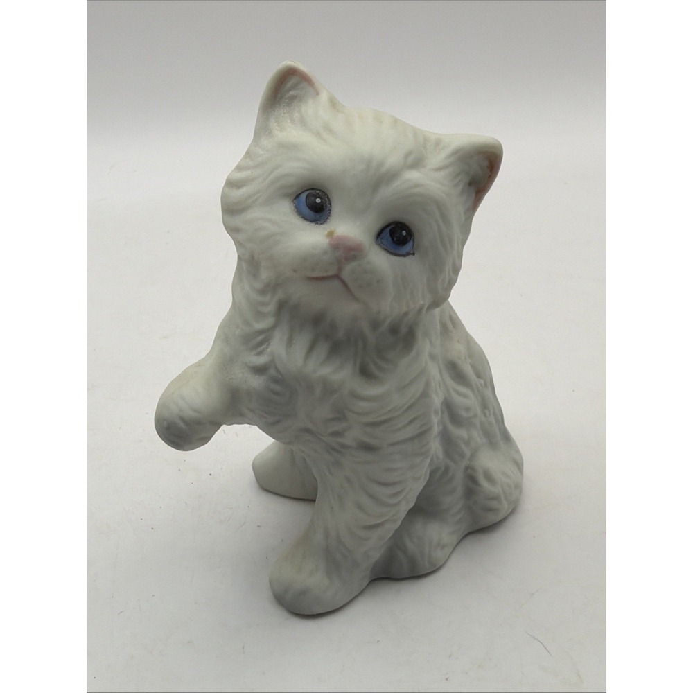 White Cat Figurine Porcelain Japan Hand Painted Vintage